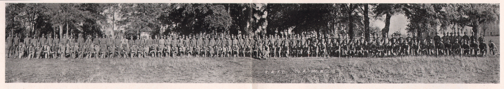 This image shows the SATC cadets posing in formation on the Quad.