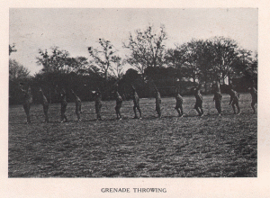 This image shows SATC cadets throwing hand grenades in practice.