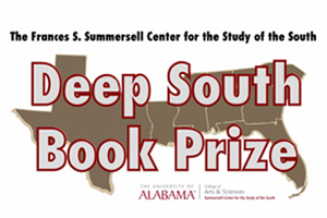 Deep South Book Prize logo featuring a stylized map of the American South and University of Alabama branding.